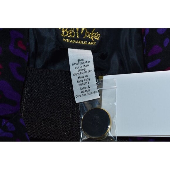 Bob Mackie Womens Leopard Print Wearable Art Multicolor Trench Coat Size L - Picture 7 of 11